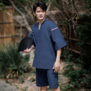 Japanese Jinbei, Cotton Short-Sleeve Set, Traditional Japanese Kimono Homewear Pajamas, Hot Spring & Summer Festival Novelty Outfit