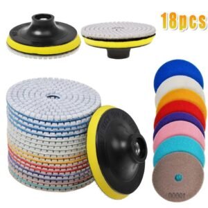 Diamond Abrasive Discs (Set Of 18) - 4" Wet/Dry Polishing Pads For Drills