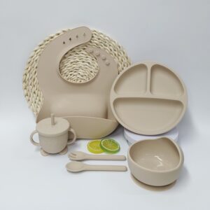 Infant And Toddler Feeding Training Silicone Suction-cup Placemat And Silicone Tableware