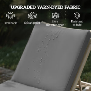 2-Piece Patio Chair Cushions with Backrests, Replacement Cushions for Outdoor Lounge Chair, Gray