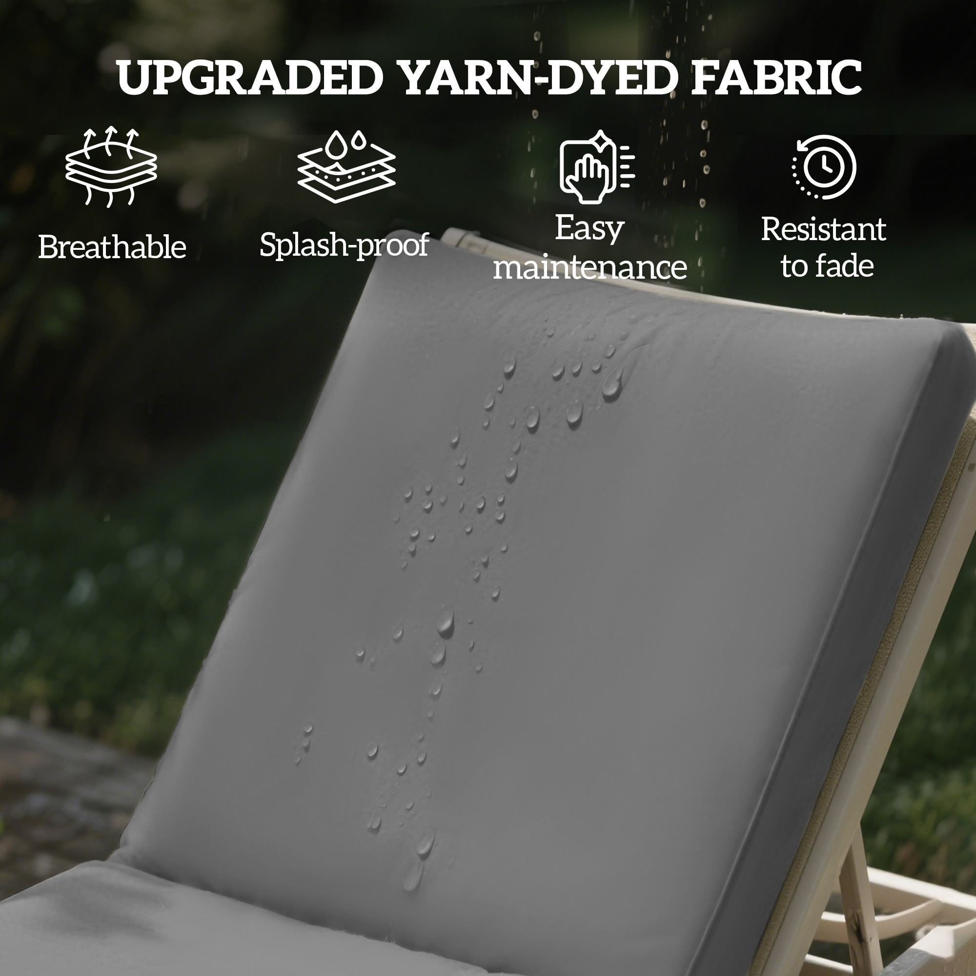 2-Piece Patio Chair Cushions with Backrests, Replacement Cushions for Outdoor Lounge Chair, Gray