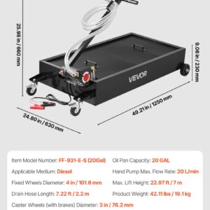Low Profile Oil Drain Pan, 20 Gallon Capacity, Rolling Oil Drain Pan With Electric Pump & 7.2 Ft Hose, Leak-proof & Corrosion-resistant, Fit For Cars, SUVs, Trucks, Motorcycles, ATVs, Metal