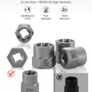 Bolt Extractor Kit, 16 Pieces Impact Bolt & Nut Remover Set With Adapters And Pin Punch, Solid Storage Case, Cr-Mo Steel For Removing Damaged, Rusted, Stripped, Rounded Bolts, Nuts And Screws