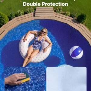 10ft Pool Liner, Round Overlap Swimming Pool Liner For 27.5 In Wall Height, Heavy Gauge Vinyl, Easy Install With Leak-Proof Patches, Designed For Steel Sided Above-Ground,Outdoor, Crystal