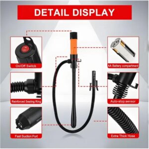 Portable Electric Oil Pump - Equipped With A 90cm Flexible Hose, Making It Easy To Fill Liquids From High Cans, Barrels, Or Tanks. Ideal For Transporting Fuel, Water, Cleaning Agents, And More
