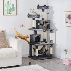 Vertical Cat Tree With Integrated Cat Bed