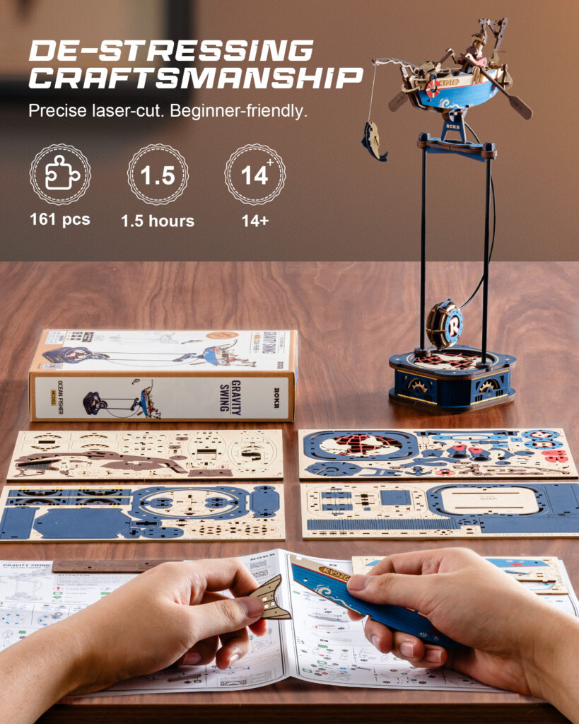 ROKR Ocean Balance Toy MCD02 3D Puzzle Gravity Swing Series Wooden Model Kits For Adults Teens To Build Craft Kit Mechanical Desk Ornament Unique Gift