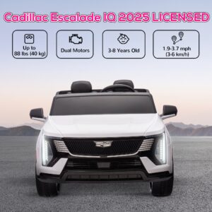 2-Seater 12V 10AH Ride on Truck, Cadillac Escalade Licensed Electric Car for Kids w/ Spring Suspension Wheels, White