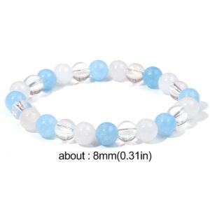 Aquamarine And White Jade Bead Bracelet