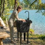 Portable 23-Gallon Utility Sink Laundry Tub for Washing Room, Freestanding Laundry Sink with Soap Dispenser, Black