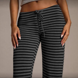SpringSummer Womens Fashion Striped Casual All-Match Wide-Leg Flared Trousers