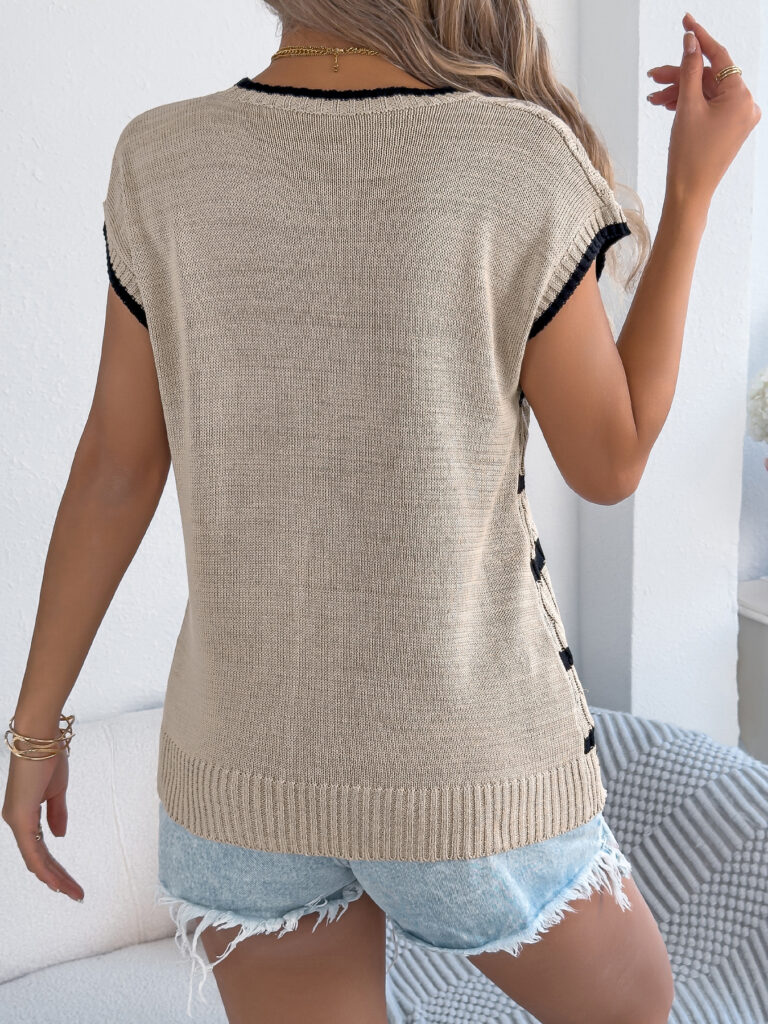 Women Stripe Cable Knit Casual Loose Knit Vacation Top