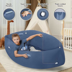 Inflatable Pea Pod Chair For Comfortable Faux Fur Bean Bag Lounger Sensory Pad Inflatable Lounge Chair Ergonomic Bean Bag Sofa For Indoor Outdoor Use Birthday Party Home Decor