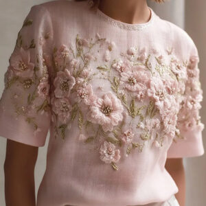 Printed Women’s Round Neck Retro Bohemian Top