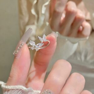 Adjustable Open Butterfly Ring For Women, Minimalist Light Luxury, Delicate High Grade Jewelry