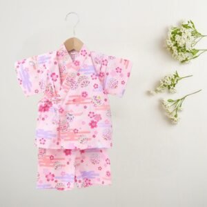 Girls' Pure Cotton Jinpei Kimono Yukata Set