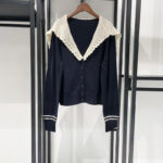V-neck Crochet Shawl-Style Patchwork Knitted Cardigan