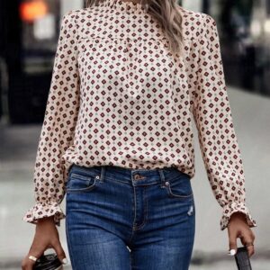 Long Sleeve Ruffle Blouse Women's Shirt
