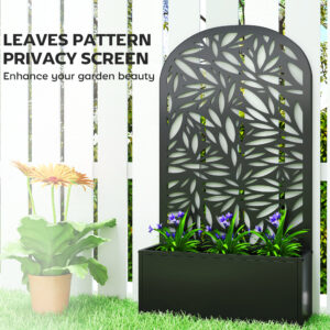 Metal Garden Bed with Trellis for Climbing Plants, Freestanding or Wall Mounted Flower Bed for Garden, Patio, Balcony