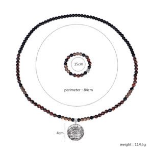 Retro Handmade Beaded Red Tiger Eye Necklace