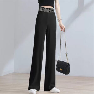 Women's Summer High-Waist Straight-Leg Drapey Long Pants
