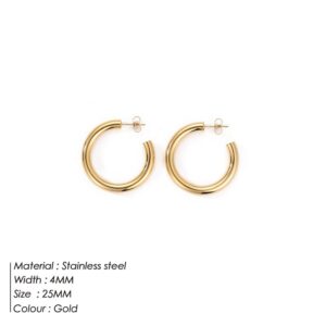 Fashionable Gold-Plated Stainless Steel Earrings