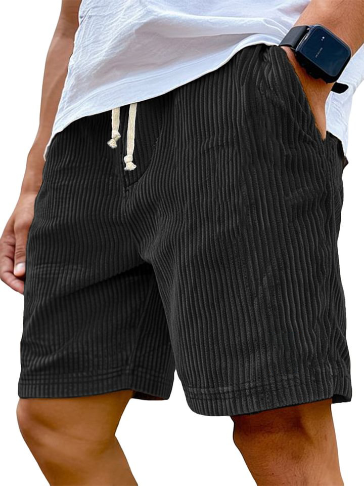 Men's Retro Embroidered Corduroy Fashionable Lace-up Casual Shorts - Image 10