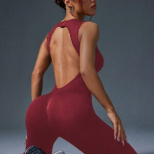 Fitness Wear Nude-Feel Buttoned-Up Hip-Lifting Yoga Jumpsuit