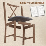 Set of 4 Dining Chairs, Upholstered X-Back Dining Room Chairs with Rubberwood Legs and Padded Seat for Kitchen, Gray