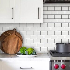10pcs, Marble Peel And Stick Backsplash Tiles For Kitchen Walls Bathroom Countertops, 12 Inch*12 Inch, Adhesive Glazed Ceramic Surface,rproof, Heat Resistant, Contemporary