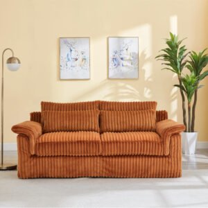 74 Cloud Corduroy Loveseat Sofa, Modern Comfy Couches, 2-Seater Sofa Couch For Living Room, Bedroom And Small Spaces,Orange