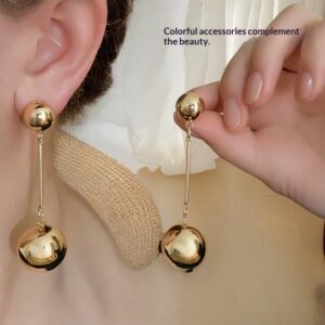 Fashionable Unique And Personalized Metal Round-Ball Tassel Earrings