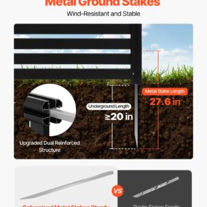3 Panels Outdoor Privacy Screen, 50 X 48 In Air Conditioner Fence With 27.6 In Ground Stakes, Pool Equipment Enclosure, Vinyl Privacy Fence, Ideal For Trash Can And A/C Units, Black