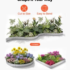 Galvanized Steel Landscape Edging, 50 Ft X 6 In Metal Edging For Landscaping With Gloves, Easy-to-Install Bendable Metal Strips, Heavy Duty Metal Garden Edge Border For Flower Bed, Yard Pathway