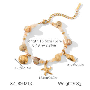 Starfish Shell Marine Element Stainless Steel Bracelet