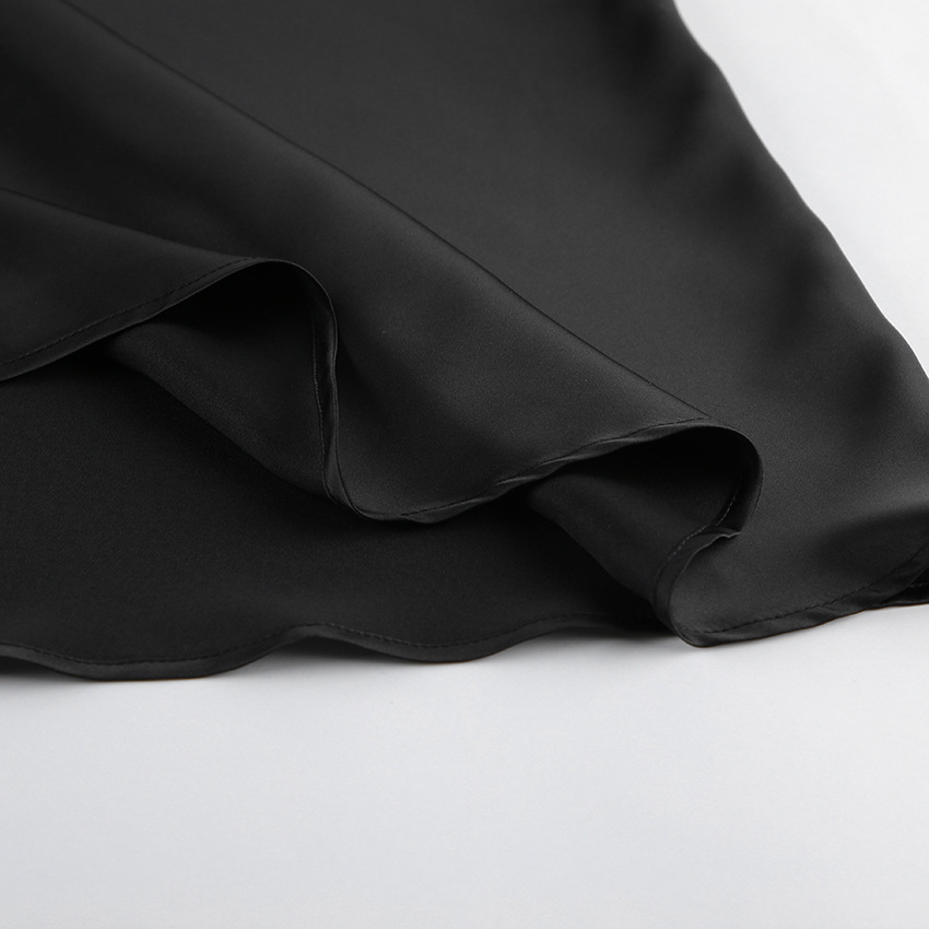 Black Lace Sheer Halter Top And Satin High-waisted Skirt Two-piece Set