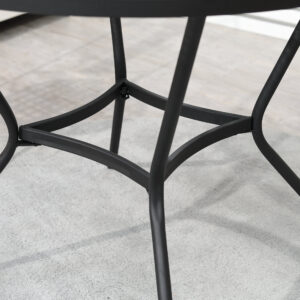 35" Round Outdoor Patio Bistro Dining Table, French Cafe Style, Conversation Space, Fast Drying Metal Mesh Tabletop for Garden, Backyard, Poolside, Black
