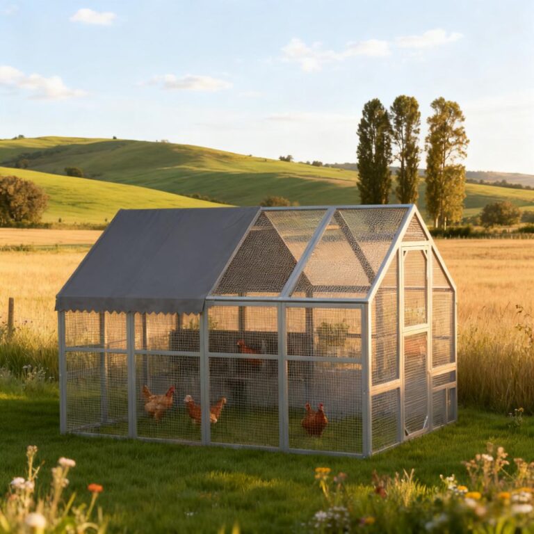 Gray Large Chicken Coop For 8-12 Chickens With Water-Resistant And Anti-UV Cove ,Nesting Box