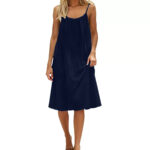 Women's Solid-Colored Strap Backless Dress