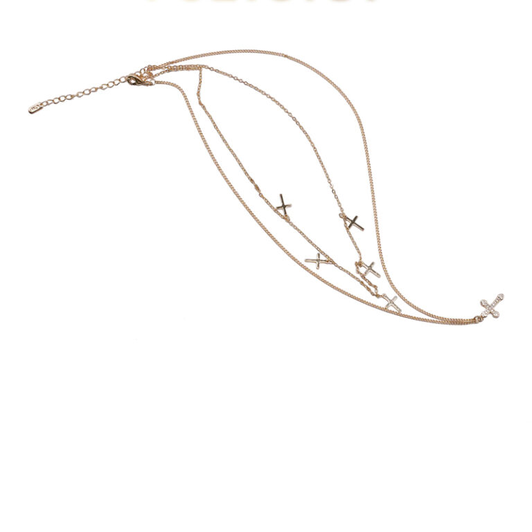 24k Gold Jewelry,Cross Heart Charm Choker Necklace For Women Dainty Layered Lip Chain Necklace Stainless Steel Trendy Jewelry