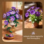 Flowers Botanicals Building Set With Vase - 2 In 1 Morning Glory Bonsai Building Blocks Plants Arrangement Vintage Wall Flower Pots Home Decor, Gift For Easter Day Adults