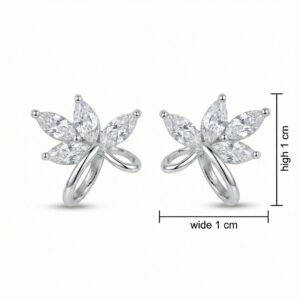925 Sterling Silver Elegant Marquise Cut Floral Stud Earrings in Polished Silver Finish