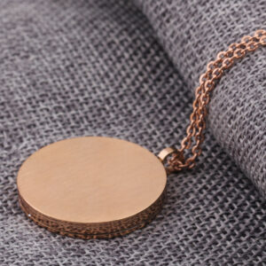 Rubiks Cube Round Pentagram Stainless Steel Necklace Rose Gold
