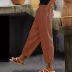 Spring And Autumn New Women's Cotton And Linen Solid Color Fashion Casual Daily Elasticated Slacks