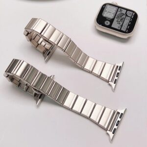 Stainless Steel Watch Strap For Watch Series 11, Bamboo-Style Slim Band