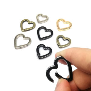 2pcs Spring Gate Heart Shape Ring Open Leather Bag Handbag Belt Strap Buckle Connecter Key Findings Pendant Snap Clip Trigger Hook