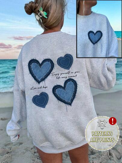 Women's Casual Simple Heart-Printed Loose-Fitting - Image 13