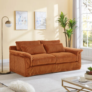 74 Cloud Corduroy Loveseat Sofa, Modern Comfy Couches, 2-Seater Sofa Couch For Living Room, Bedroom And Small Spaces,Orange