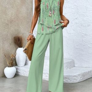 New In Stock Cross-Border E-commerce Women's Fashion Stand-Alone Store Bestselling Sleeveless Double-Layer Vest Pants Set