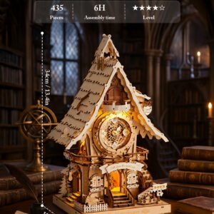 ROKR 3D Wooden Cuckoo Clock Puzzle, A Fun 3D Clock Puzzle Toy With LED Lights And Cuckoo Sounds, 435-piece Mechanical Wall Clock DIY Assembly Set, Suitable For Adults,LC901